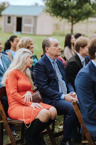 Guests in the front rows follow every word.