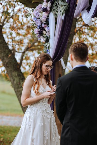 A quiet, emotional moment for Anastasia during the vows.