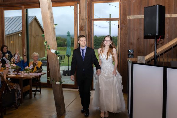 The newlyweds make their grand entrance.
