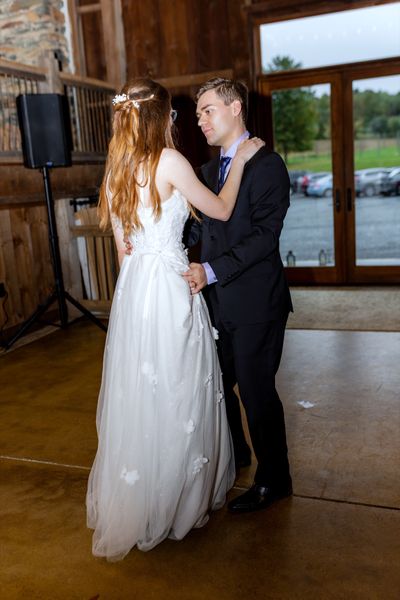 The first dance, seen from across the barn floor.