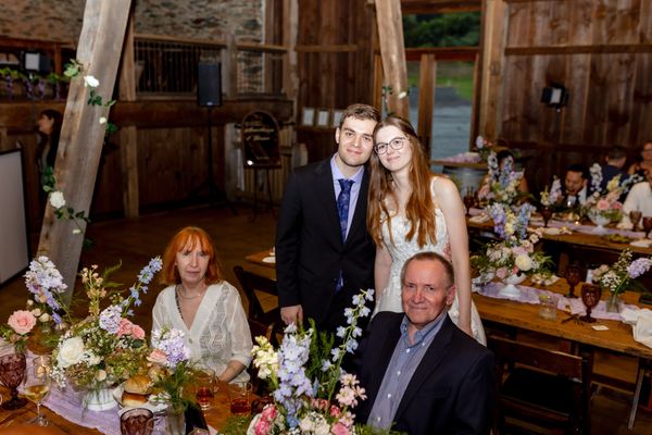 The couple joins a table of guests.